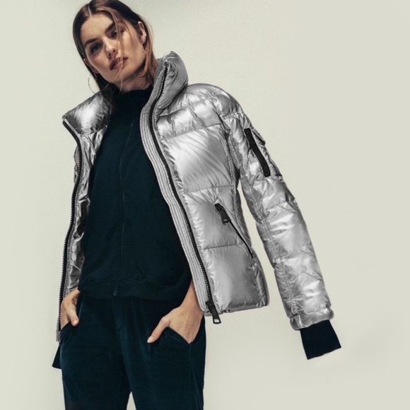 Down Puffer Jacket In Gunmetal Metallic 
